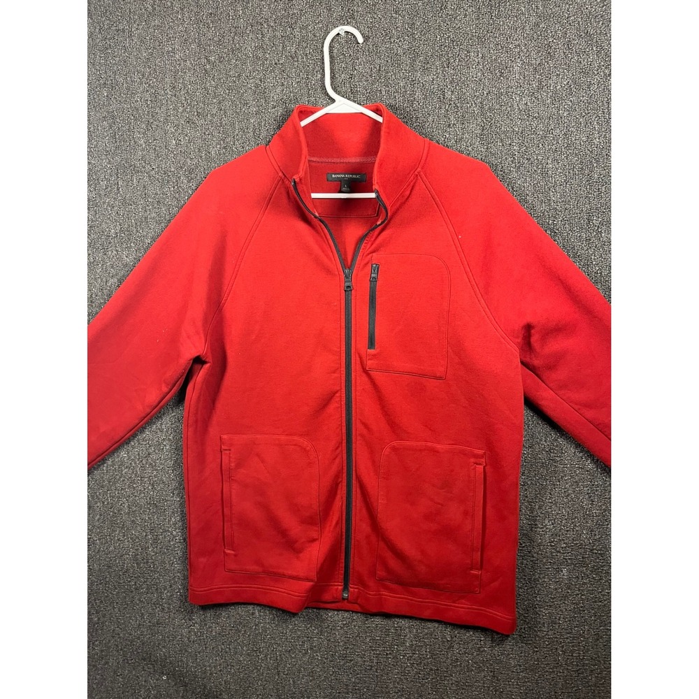Banana Republic Mens Red Full Zip Mock Neck Raglan Jacket Large